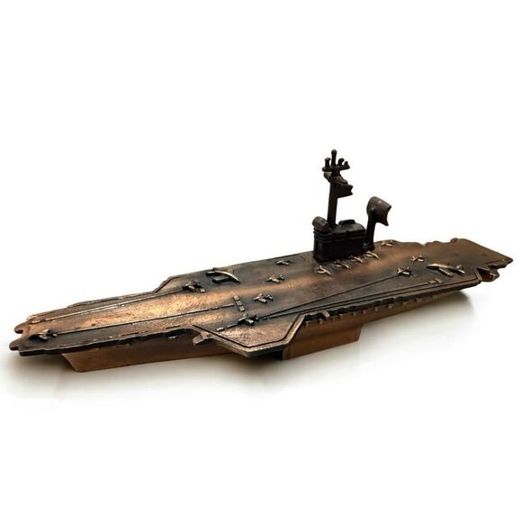 Vintage Aircraft Carrier Ship Pencil Sharpener – Bronze Tone – New - Picture 3 of 17